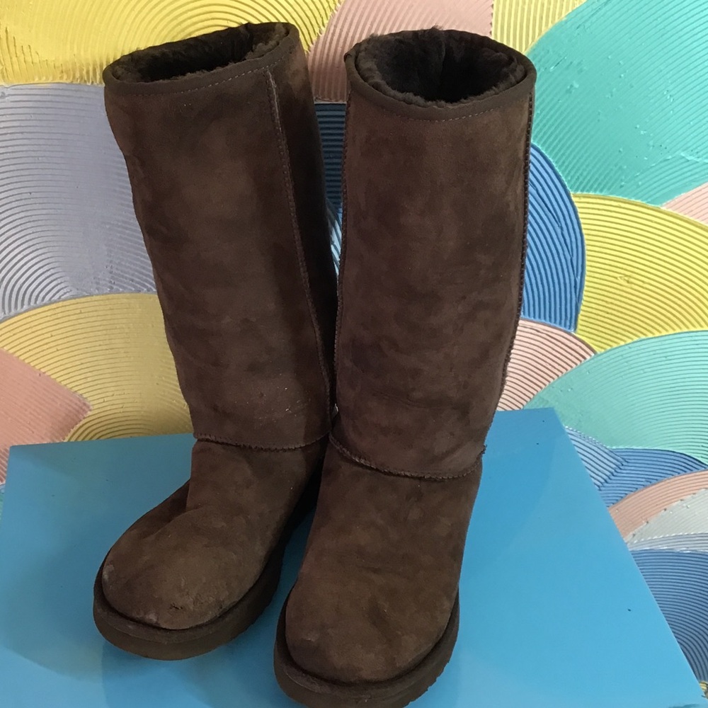 UGG Chestnut Tall Suede Shearling Boots